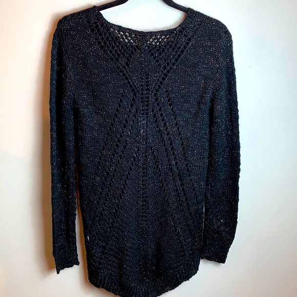 Elan Hi Lo Metallic Sweater With Open Knit Back NEW! - Picture 4 of 7